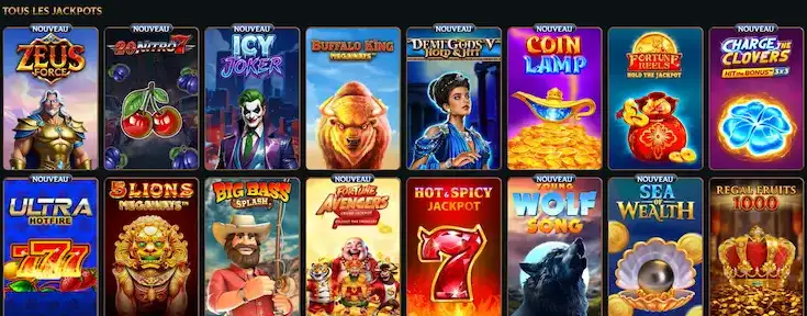 Jackpots, tours gratuits et fonctions spéciales