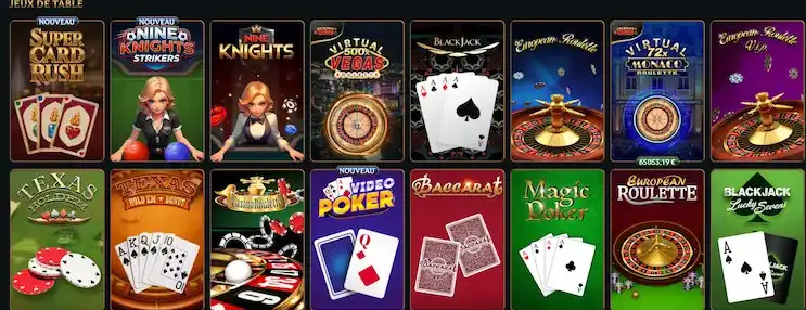 Roulette, blackjack et autres jeux de table